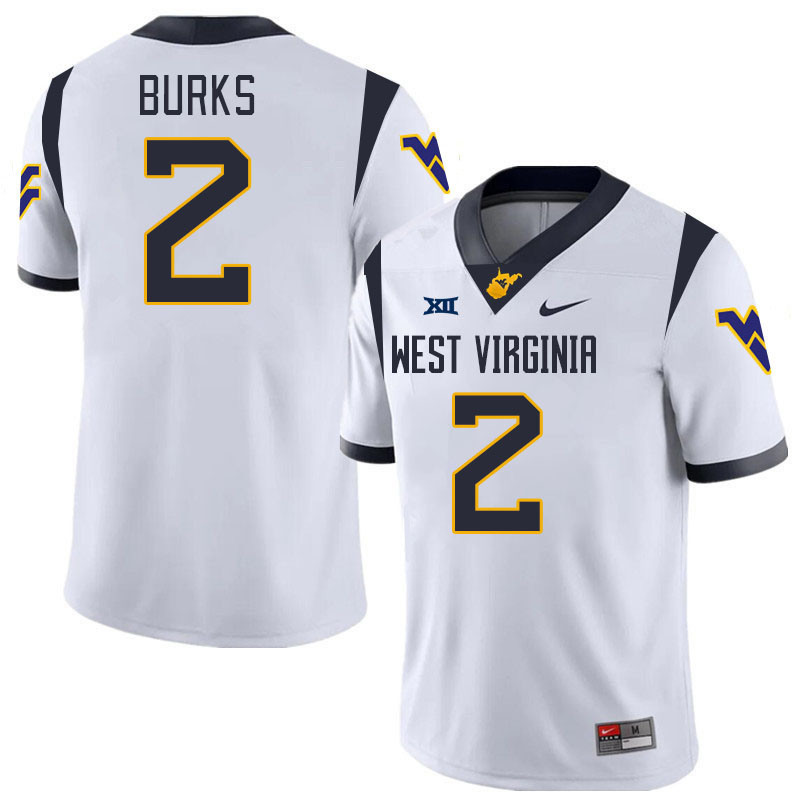 Men #2 Aubrey Burks West Virginia Mountaineers College 2024 New Uniforms Football Jerseys Stitched S